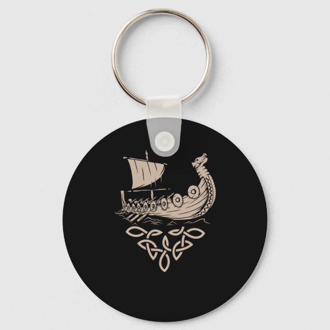Warrior Norse Mythology Viking Ship Valhalla Gift Keychain (Front)