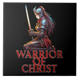 Warrior of Christ Woman Prayer Christian Bible Tile