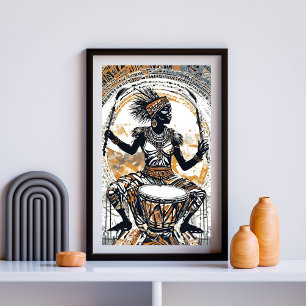 Warrior of Rhythm – Tribal Drum Queen in Motion Poster