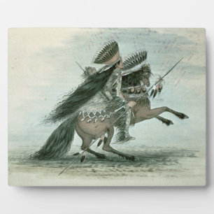 Warrior of the Crow Tribe (w/c on paper) Plaque