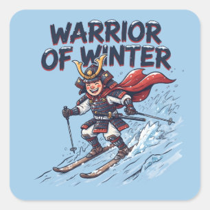 Warrior of Winter Skiing Samurai Square Sticker
