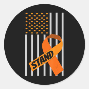 Warrior Orange Ribbon Leukaemia Cancer Awareness  Classic Round Sticker