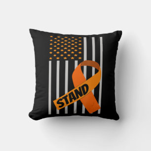 Warrior Orange Ribbon Leukaemia Cancer Awareness Throw Pillow