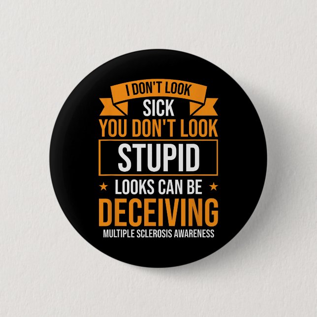 Warrior Orange Ribbon Multiple Sclerosis Awareness 2 Inch Round Button (Front)