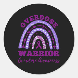 Warrior Overdose Awareness Rainbow Classic Round Sticker