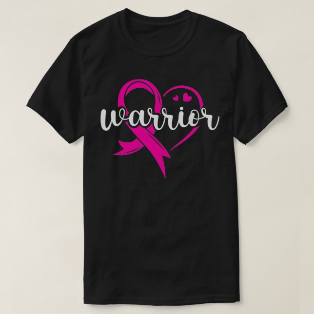 Warrior Pink Ribbon Breast Cancer Fighter  T-Shirt (Design Front)
