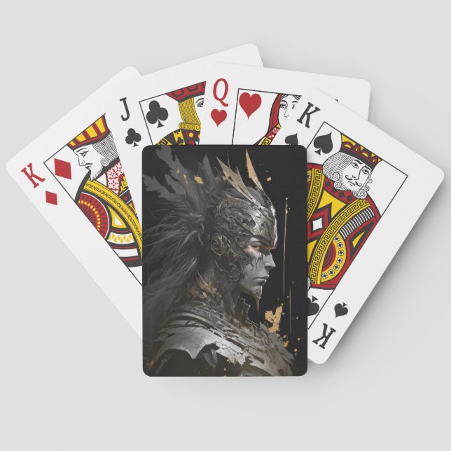Warrior Portrait Fantasy Painting Dark Character  Playing Cards (Back)