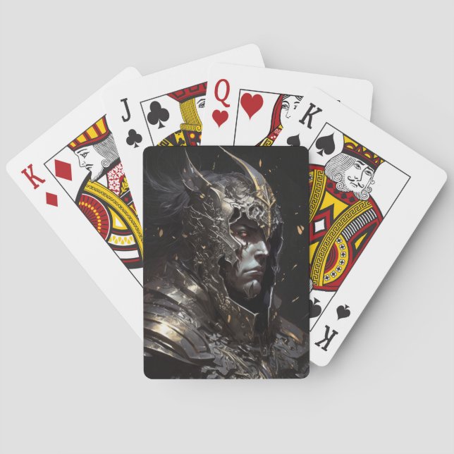 Warrior Portrait Fantasy Painting Dark Character  Playing Cards (Back)