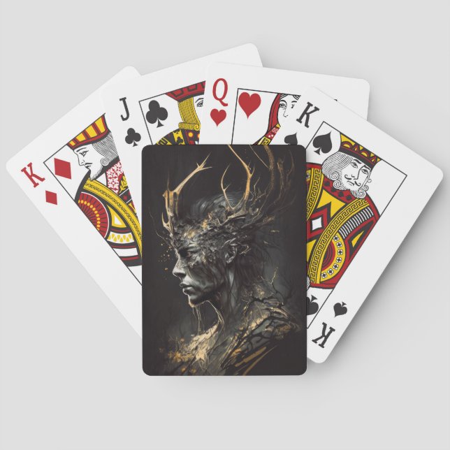 Warrior Portrait Fantasy Painting Dark Character  Playing Cards (Back)