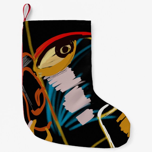 Warrior Portrait: Primitive Oil Abstraction Small Christmas Stocking (Front)