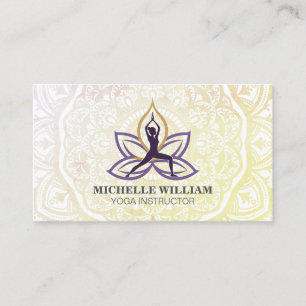 Warrior Pose   Mandala Pattern   Yoga Business Card