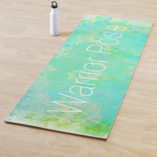 Warrior Pose Mountain Pose Watercolor Abstract Yoga Mat
