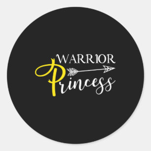 Warrior Princess Childhood Cancer Awareness Classic Round Sticker