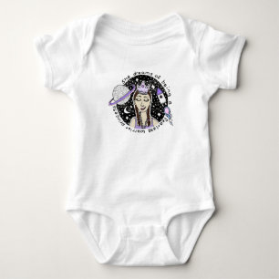 Warrior Princess Doodle Astronaut Feminism & Name Baby Bodysuit
