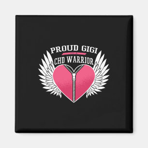 Warrior Proud Gigi Zipper Heart With Angel Wings Magnet