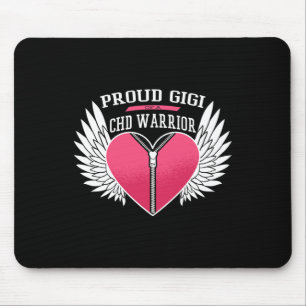 Warrior Proud Gigi Zipper Heart With Angel Wings Mouse Pad