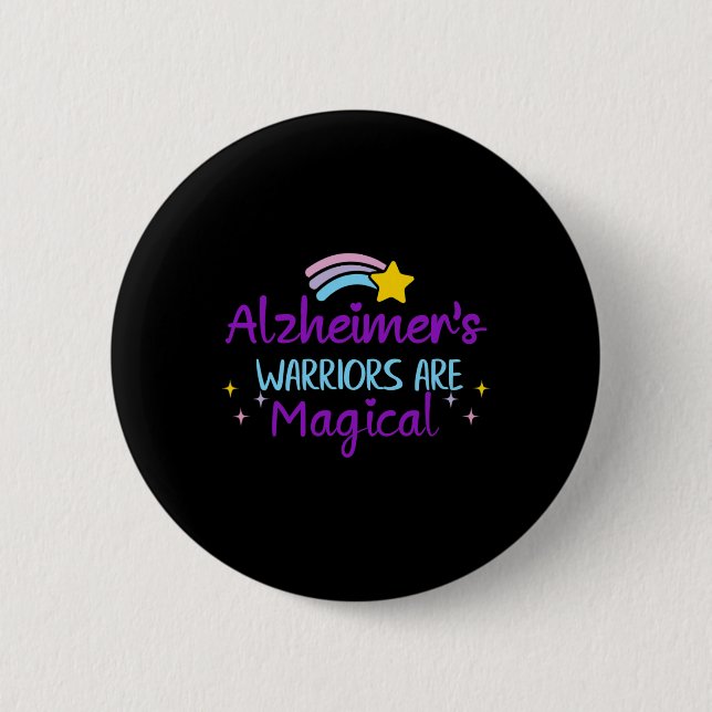 Warrior Purple Ribbon Awareness Dementia Support  2 Inch Round Button (Front)