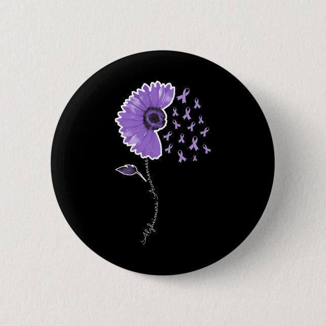 Warrior Purple Sunflower Cute Ribbon  2 Inch Round Button (Front)