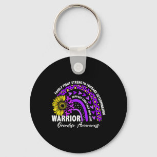 Warrior Rainbow Purple Ribbon Overdose Awareness  Keychain