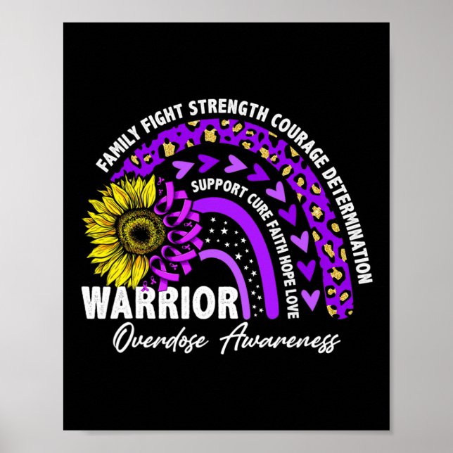 Warrior Rainbow Purple Ribbon Overdose Awareness  Poster (Front)