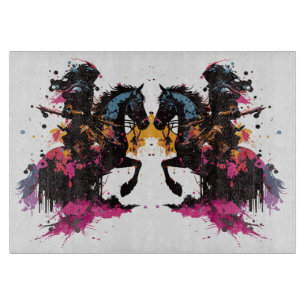 Warrior riding horse in watercolor     cutting board