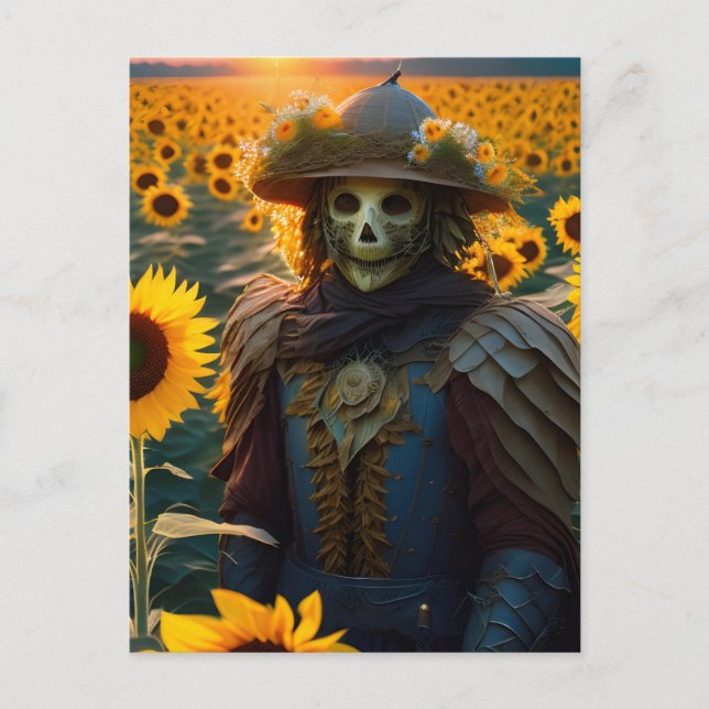 Warrior Scarecrow in the Sunflowers Postcard (Front)