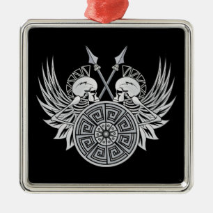 Warrior Skulls Metal Ornament