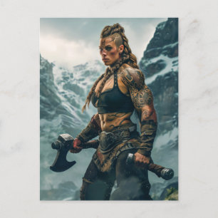Warrior Spirit of Viking Woman Channeling Postcard