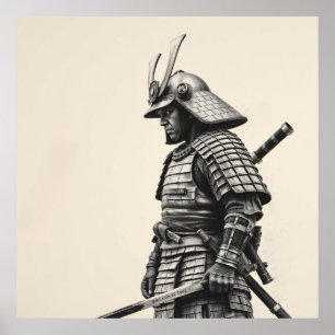 Warrior Spirit: Samurai Charcoal Art Poster