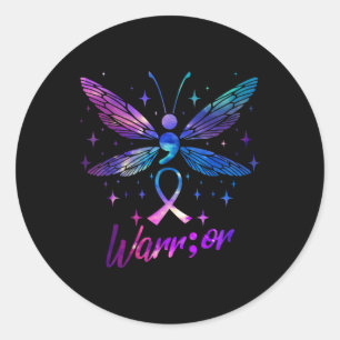 Warrior Suicide Prevention Awareness Purple Teal D Classic Round Sticker