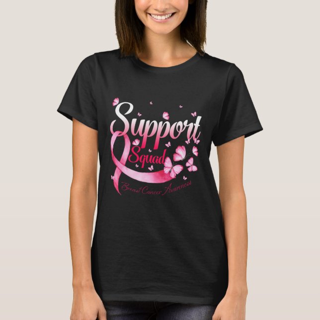 Warrior Support Squad Butterfly Breast Cancer Awar T-Shirt (Front)