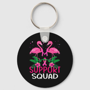 Warrior Support Squad Flamingo Breast Cancer Aware Keychain
