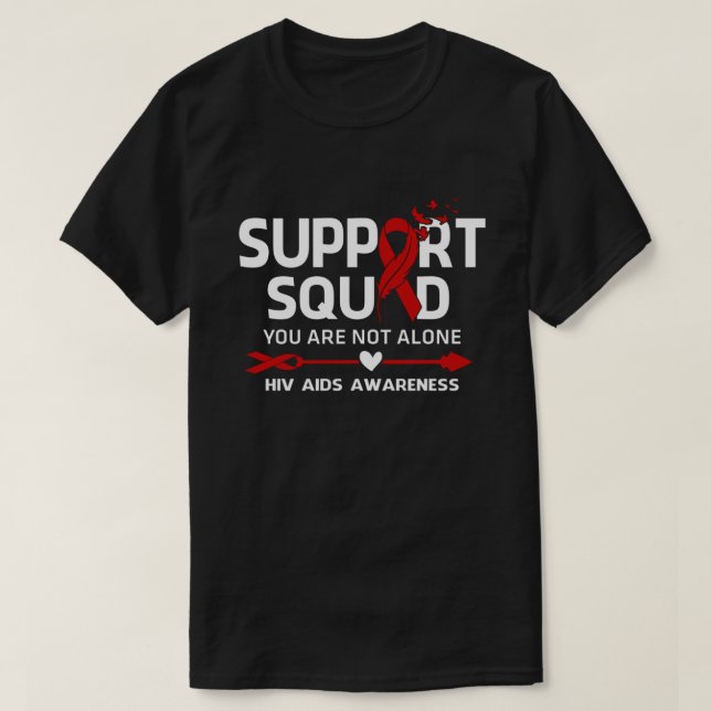 Warrior Support Squad Hiv Aids Awareness Feather T-Shirt (Design Front)
