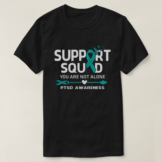 Warrior Support Squad PTSD Awareness Feather T-Shirt (Design Front)