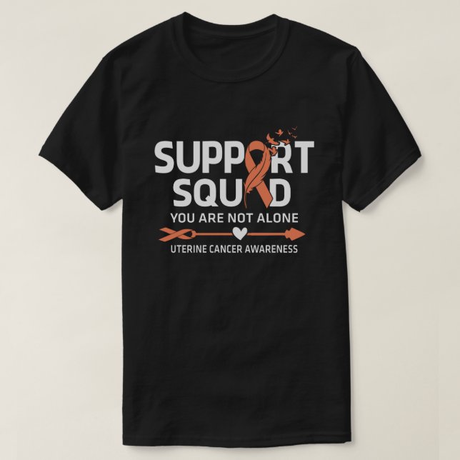 Warrior Support Squad Uterine Cancer Awareness Fea T-Shirt (Design Front)