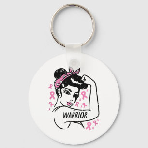 Warrior Unbreakable Pink Ribbon Breast Cancer Awar Keychain