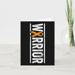 Warrior - Vertical Orange Cancer Awareness Ribbon Card