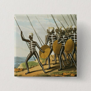 Warriors of New S. Wales engraved by M. Dubourg (f 2 Inch Square Button