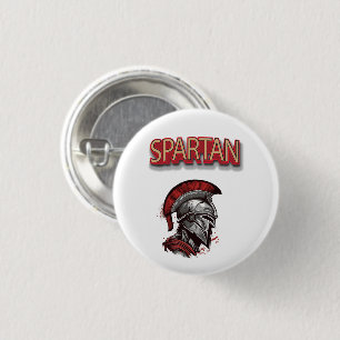 Warrior's Pride - Spartan Helmet with Red Plume 1 Inch Round Button