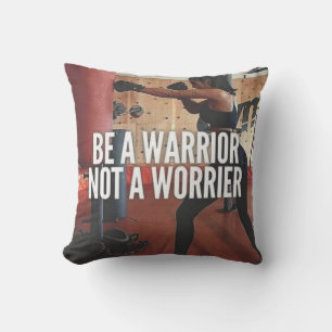 Warrrior vs Worrier - Women's Workout Motivational Throw Pillow
