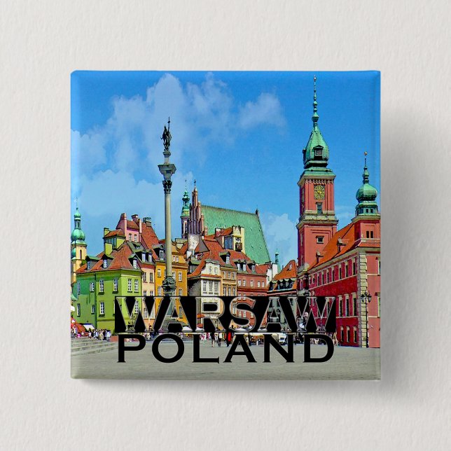 Warsaw 2 Inch Square Button (Front)