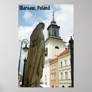 Warsaw church and statue, Poland Poster