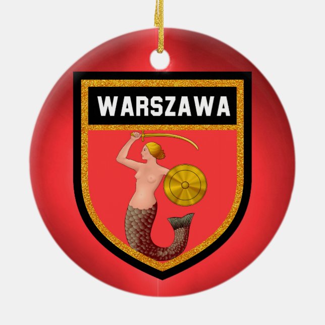Warsaw  Flag Ceramic Ornament (Back)