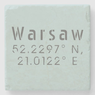 Warsaw Latitude Longitude Stone Coaster