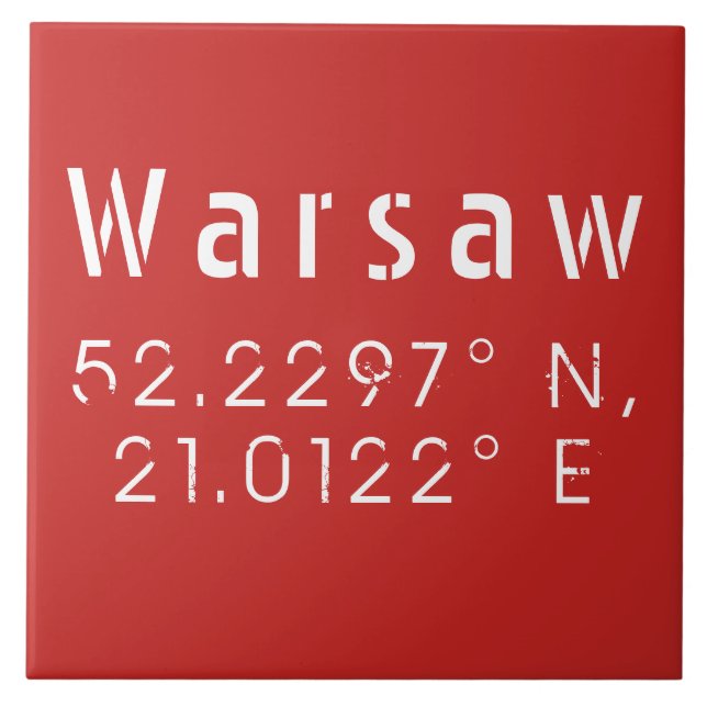 Warsaw Latitude Longitude Tile (Front)