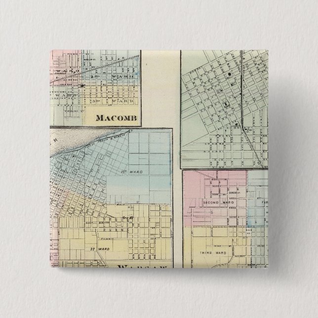Warsaw, Macomb, Marshall, Canton 2 Inch Square Button (Front)