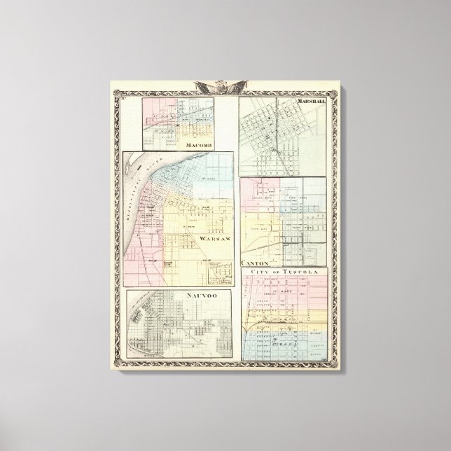 Warsaw, Macomb, Marshall, Canton Canvas Print (Front)