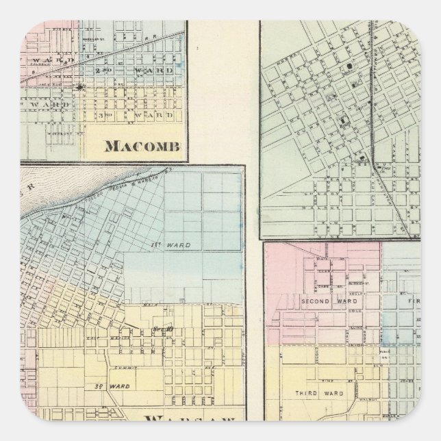 Warsaw, Macomb, Marshall, Canton Square Sticker (Front)