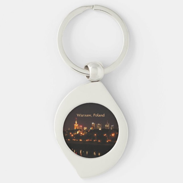 Warsaw, Poland at night Keychain (Front)