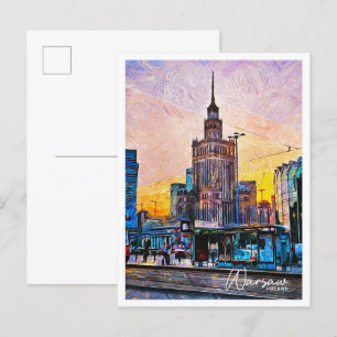Warsaw Poland Beautiful Oil Paint Landscape Postcard